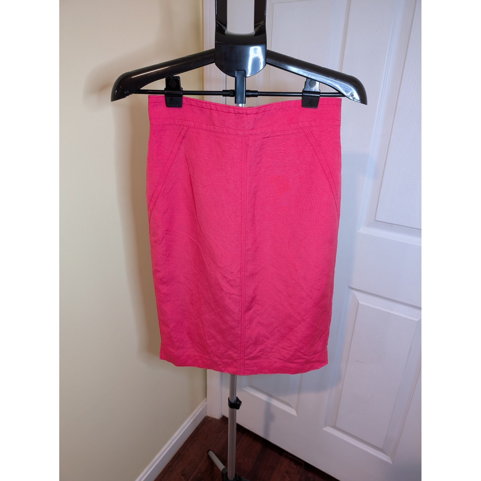 Ann Taylor Pencil Skirt Pink Linen Blend Knee Length Lined Nwt - Size 2